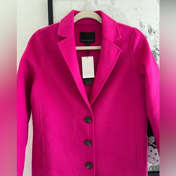 NWT Banana Republic Pink Wool Blend Double Faced Mid Length Top Coat - Picture 2 of 9